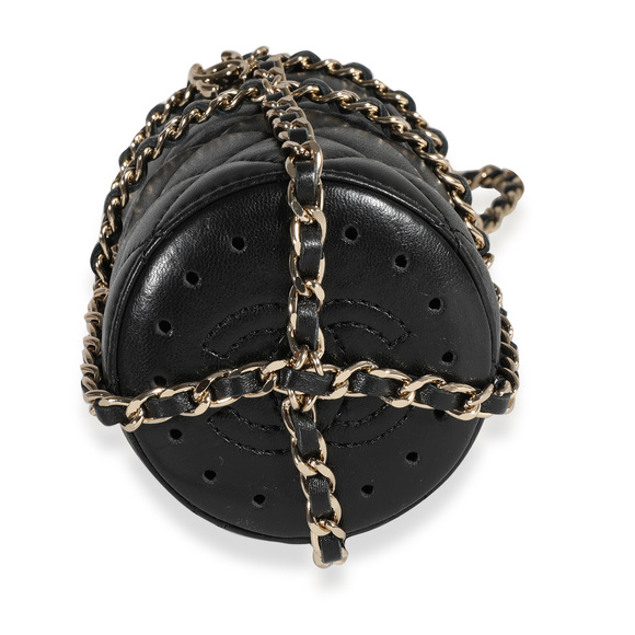 Chanel Gold Metal Water Bottle & Black Quilted Lambskin Holder - Picture 2 of 5